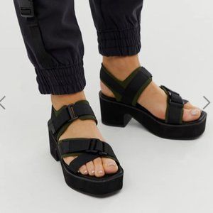 ASOS Wide Fit chunky strappy mid heeled sandal